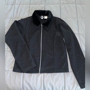 Black Faux Fur Collar Jacket